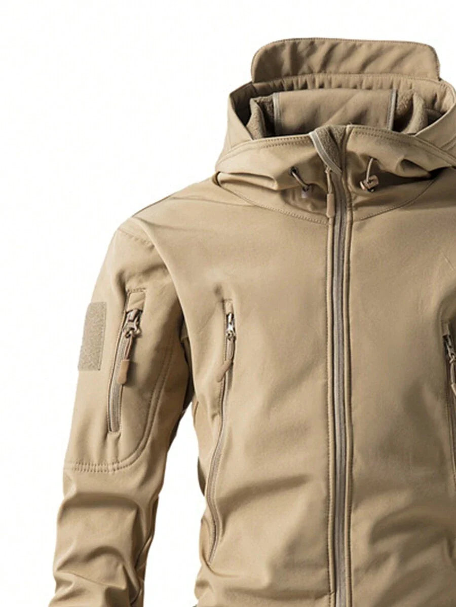Men's Fleece Casual Sports Jacket, Windproof And Waterproof Outdoor Softshell Coat For Autumn And Winter