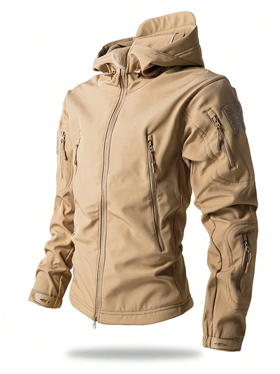 Men's Fleece Casual Sports Jacket, Windproof And Waterproof Outdoor Softshell Coat For Autumn And Winter