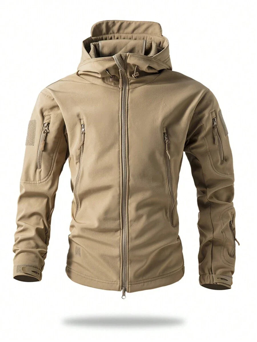 Men's Fleece Casual Sports Jacket, Windproof And Waterproof Outdoor Softshell Coat For Autumn And Winter
