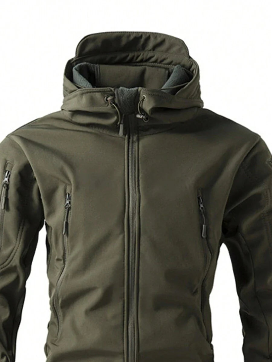 Men's Fleece Casual Sports Jacket, Windproof And Waterproof Outdoor Softshell Coat For Autumn And Winter