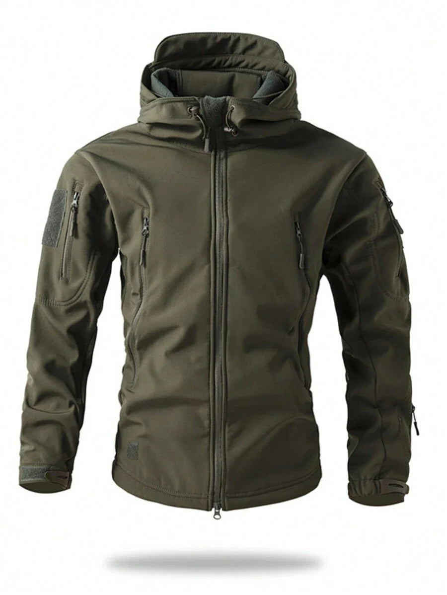 Men's Fleece Casual Sports Jacket, Windproof And Waterproof Outdoor Softshell Coat For Autumn And Winter