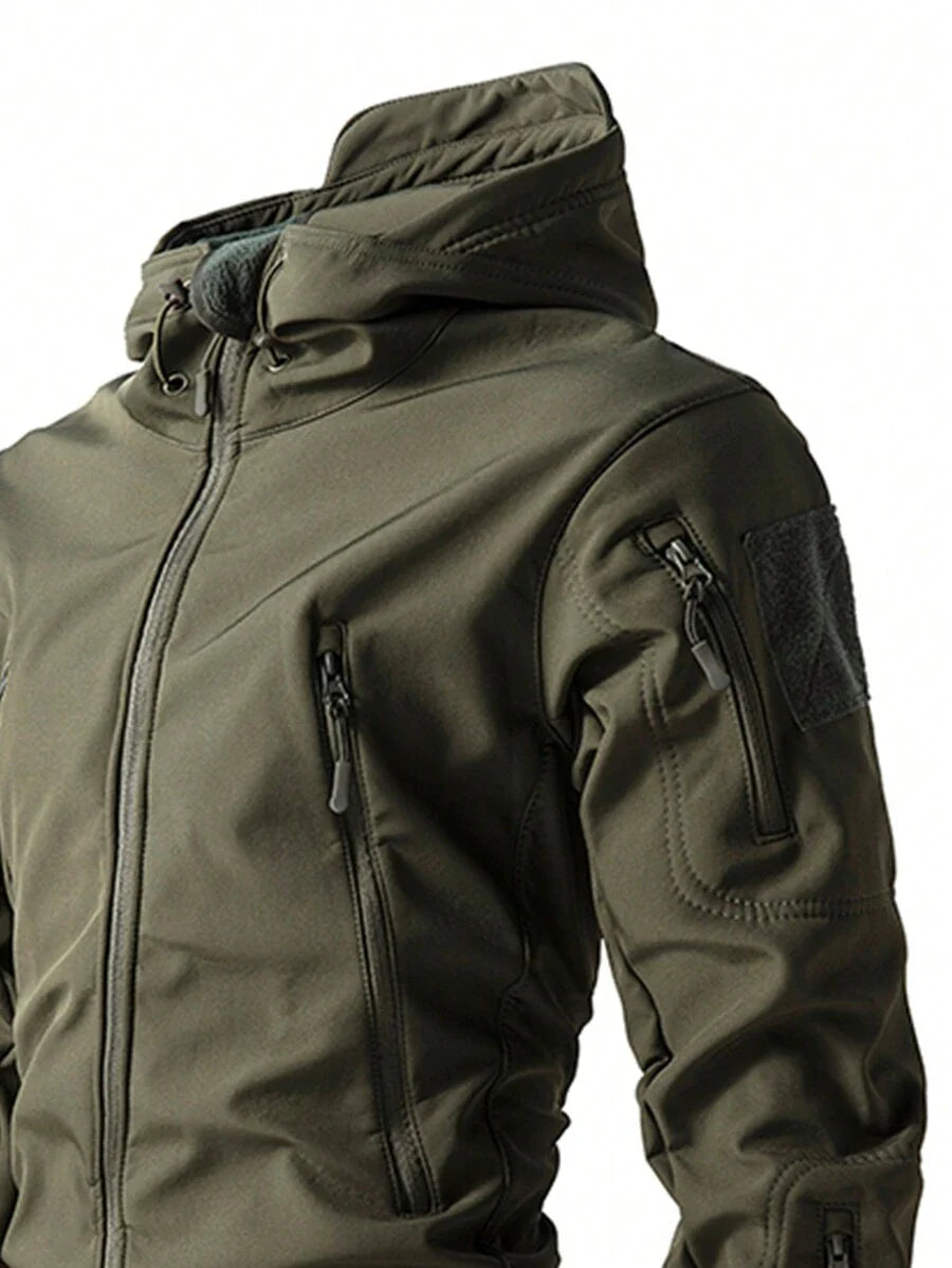 Men's Fleece Casual Sports Jacket, Windproof And Waterproof Outdoor Softshell Coat For Autumn And Winter