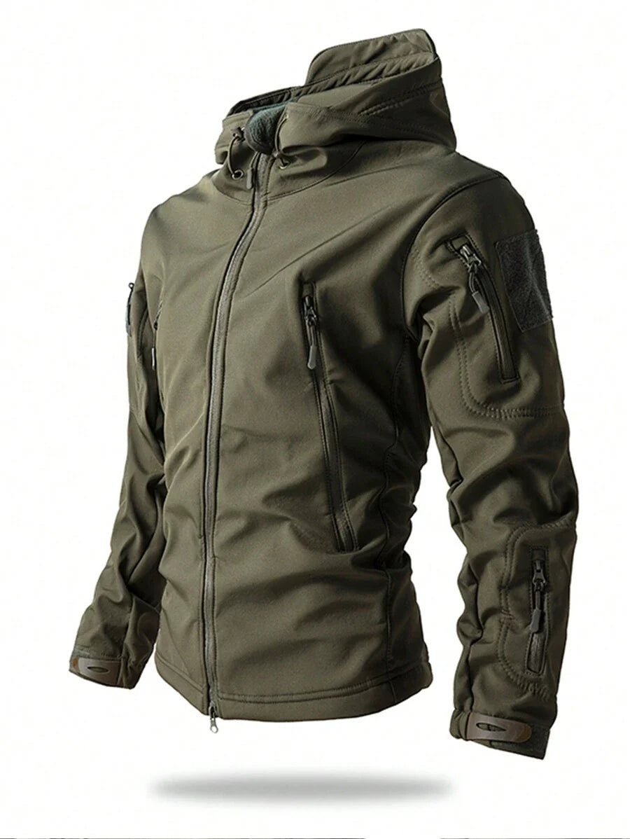 Men's Fleece Casual Sports Jacket, Windproof And Waterproof Outdoor Softshell Coat For Autumn And Winter