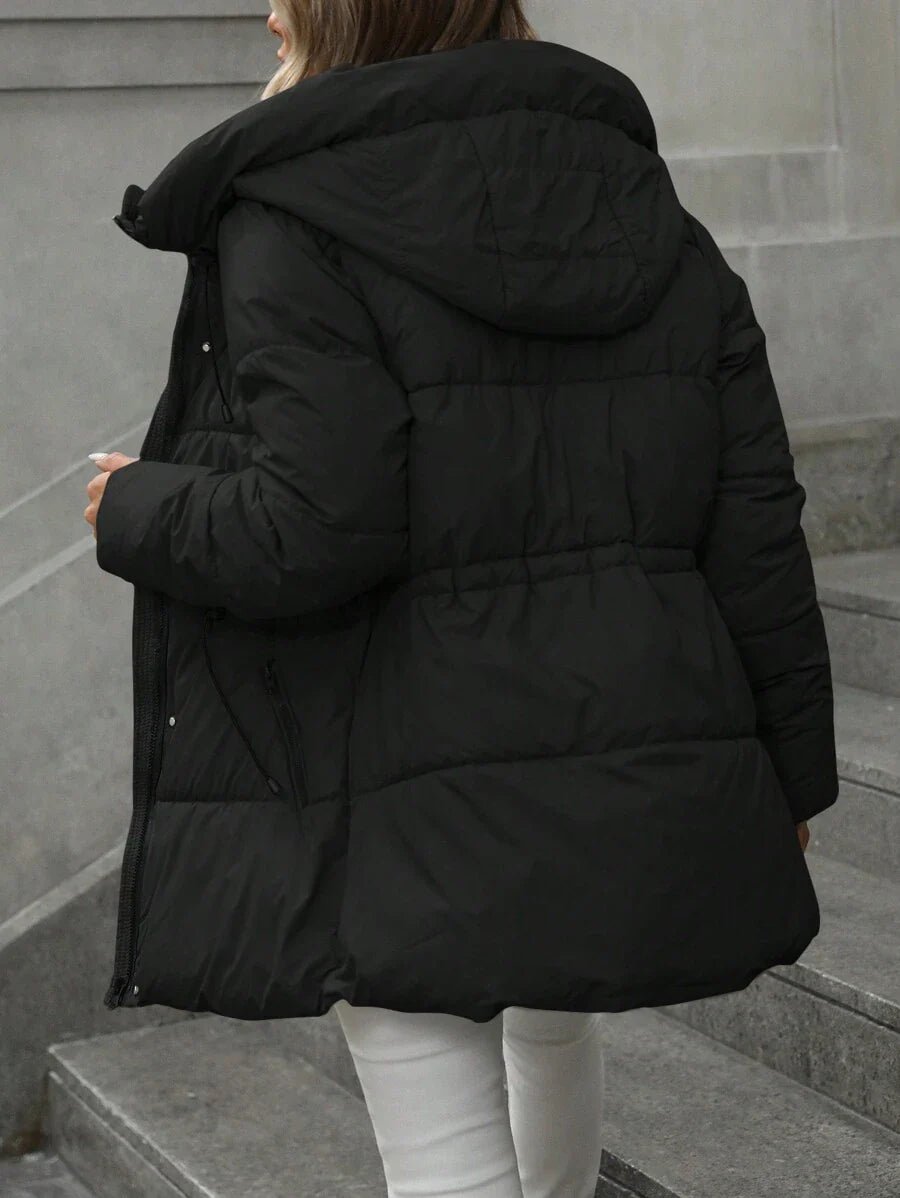 Aveloria Modichic Fashionable Casual Adjustable Waist Quilted Hooded Padded Padded Coat Clothes Winter  Fall Cloth For Women