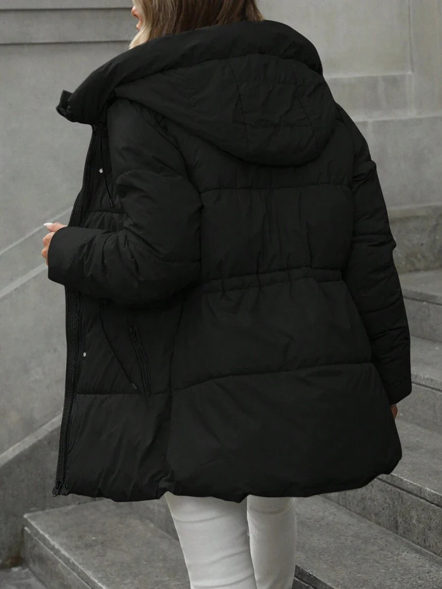 Aveloria Modichic Fashionable Casual Adjustable Waist Quilted Hooded Padded Padded Coat Clothes Winter  Fall Cloth For Women