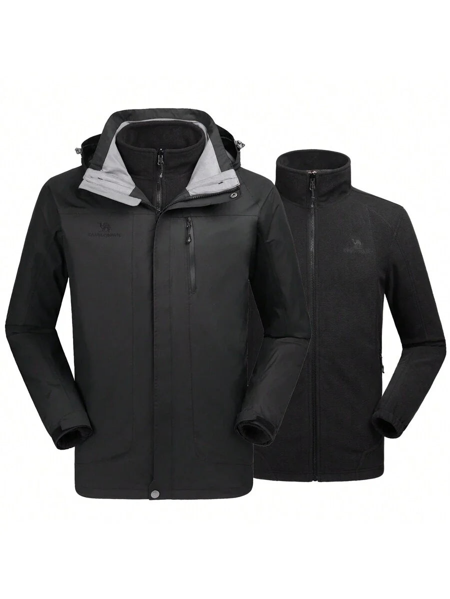 CAMEL CROWN Men's Ski Jacket 3 In 1 Waterproof Winter Jacket Snow Jacket Windproof Hooded With Inner Warm Fleece Coat