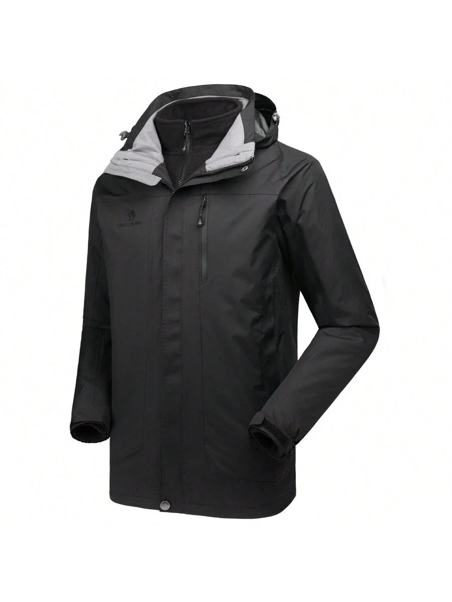 CAMEL CROWN Men's Ski Jacket 3 In 1 Waterproof Winter Jacket Snow Jacket Windproof Hooded With Inner Warm Fleece Coat