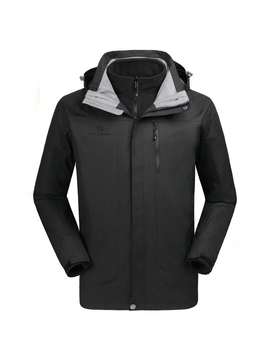 CAMEL CROWN Men's Ski Jacket 3 In 1 Waterproof Winter Jacket Snow Jacket Windproof Hooded With Inner Warm Fleece Coat
