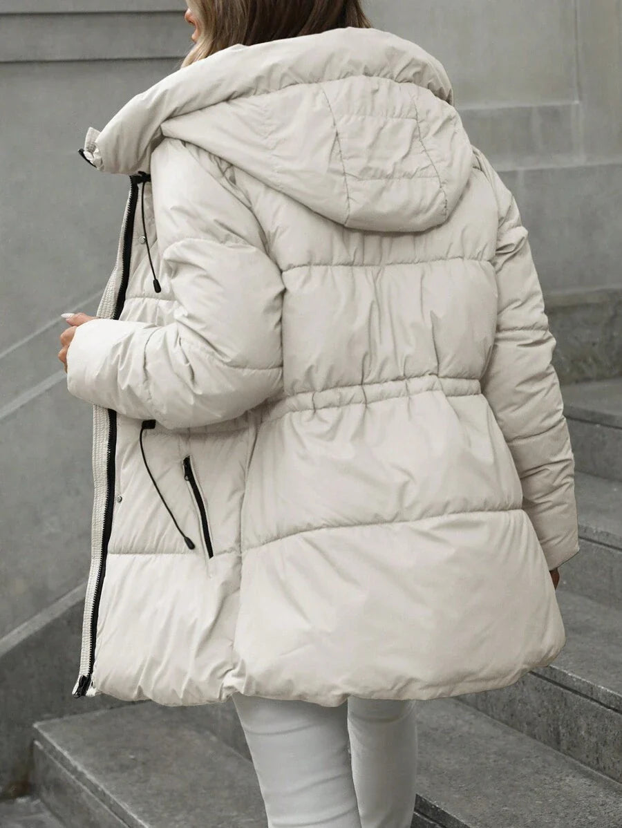 Aveloria Modichic Fashionable Casual Adjustable Waist Quilted Hooded Padded Padded Coat Clothes Winter  Fall Cloth For Women