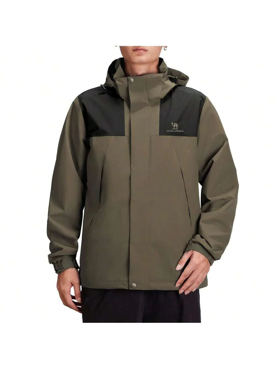 CAMEL CROWN Men's Waterproof Jacket Rain Coat Windbreaker Hooded For Outdoor Hiking Climbing Traveling