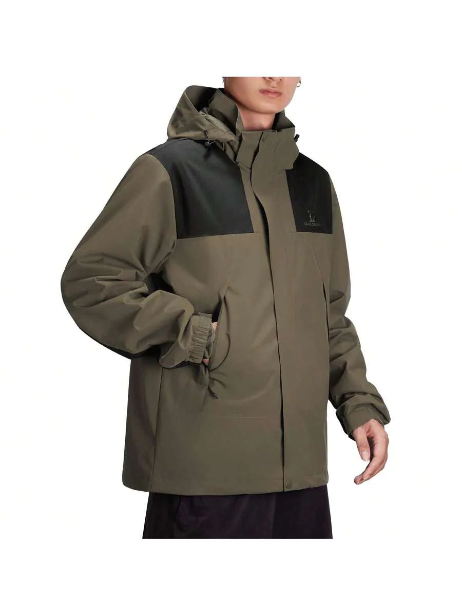 CAMEL CROWN Men's Waterproof Jacket Rain Coat Windbreaker Hooded For Outdoor Hiking Climbing Traveling