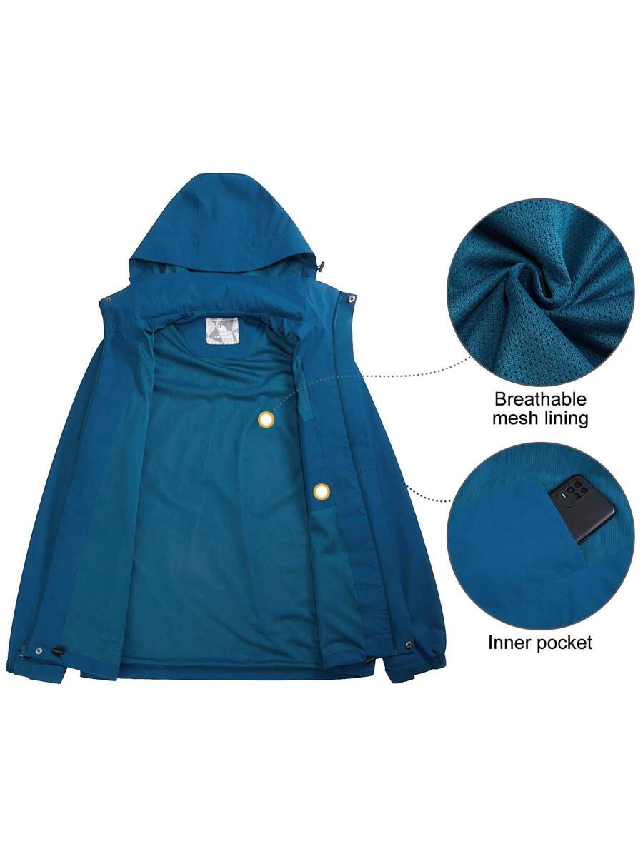 CAMEL CROWN Men's Waterproof Jacket Rain Coat Windbreaker Hooded For Outdoor Hiking Climbing Traveling