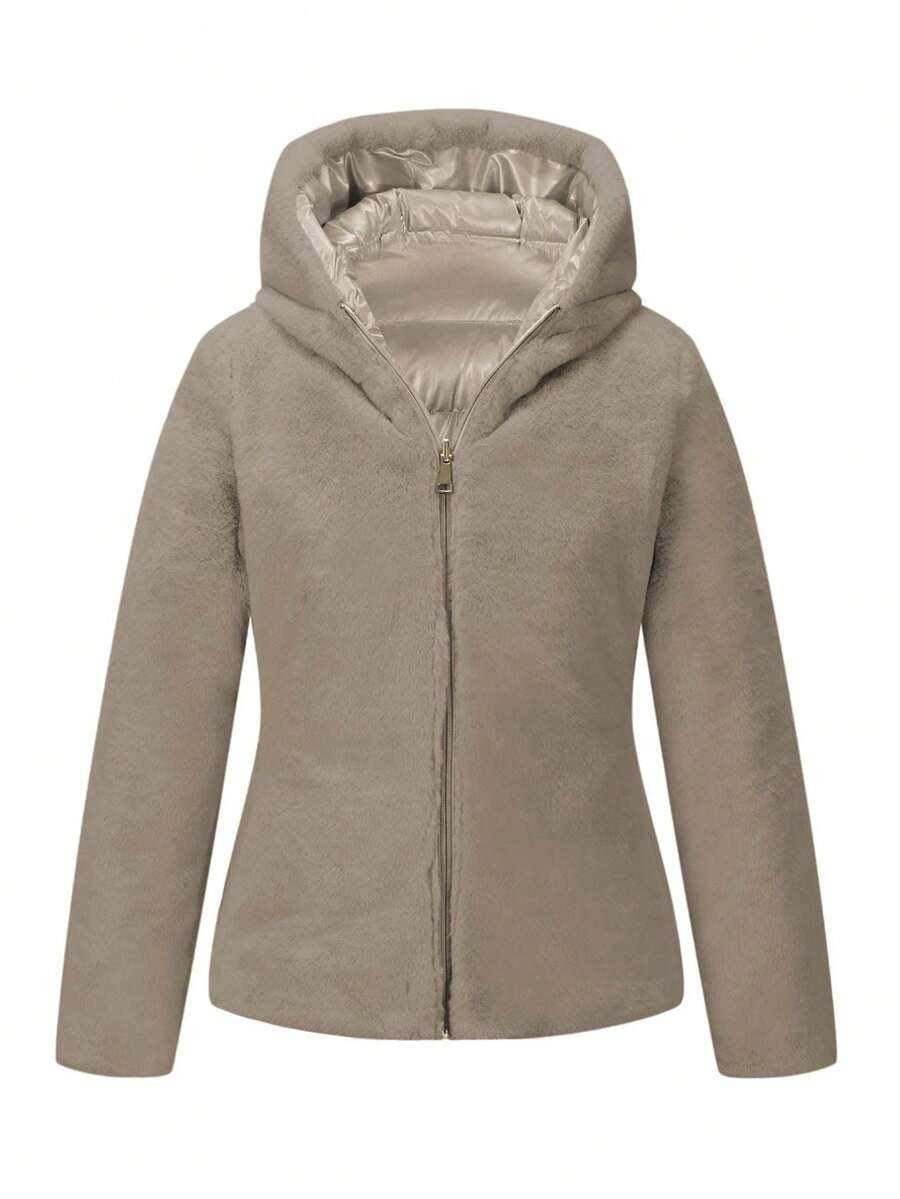 Giolshon Women's Casual Coat With A Hat And Down Jacket, Comfortable For Commuting And Daily Wear, Suitable For Both Autumn And Winter