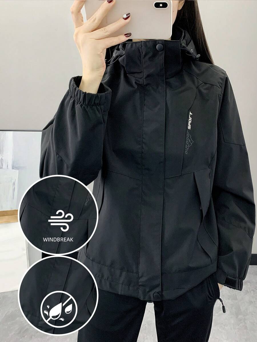 Women Color Block Spring And Autumn Windbreaker, Sports Outdoor Windproof Waterproof Running Lightweight Breathable Mountaineering Jacket With Long Sleeves