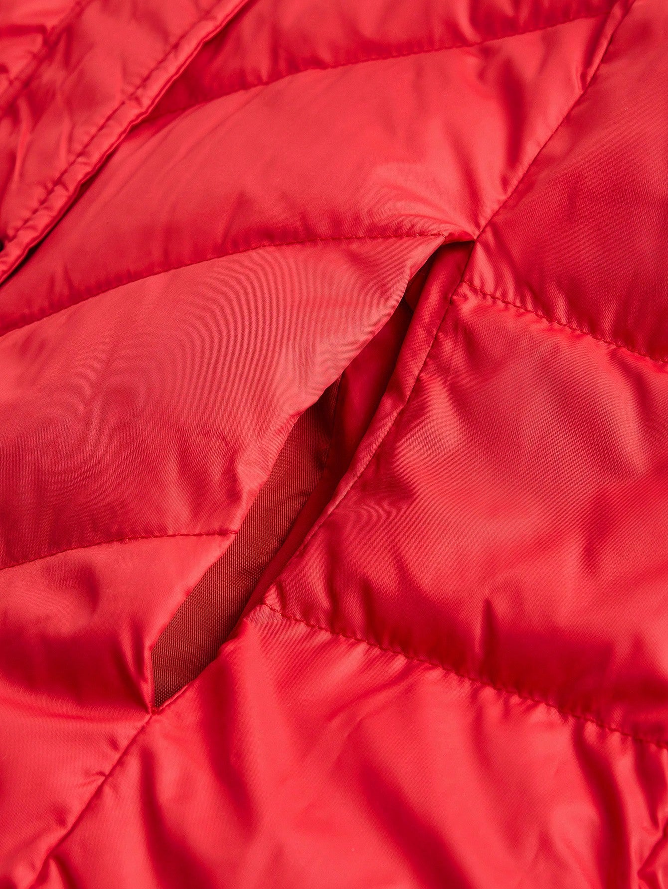 SHEIN LUNE Autumn/Winter Red  Coat ,Contrast Blak Furry Trim Long Down& Feathers, Warm Clothes