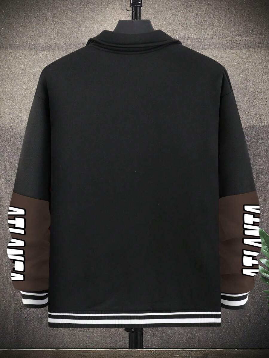 Manfinity LEGND Men Letter Graphic Colorblock Drop Shoulder Oversize Jacket, Colorful, Race Car, Long Sleeve, Going Out, Techwear, Boyfriend Gift, Men Red And Black Jacket, Men Varsity Jacket, Men Streetwear Jacket, Grunge, Fall