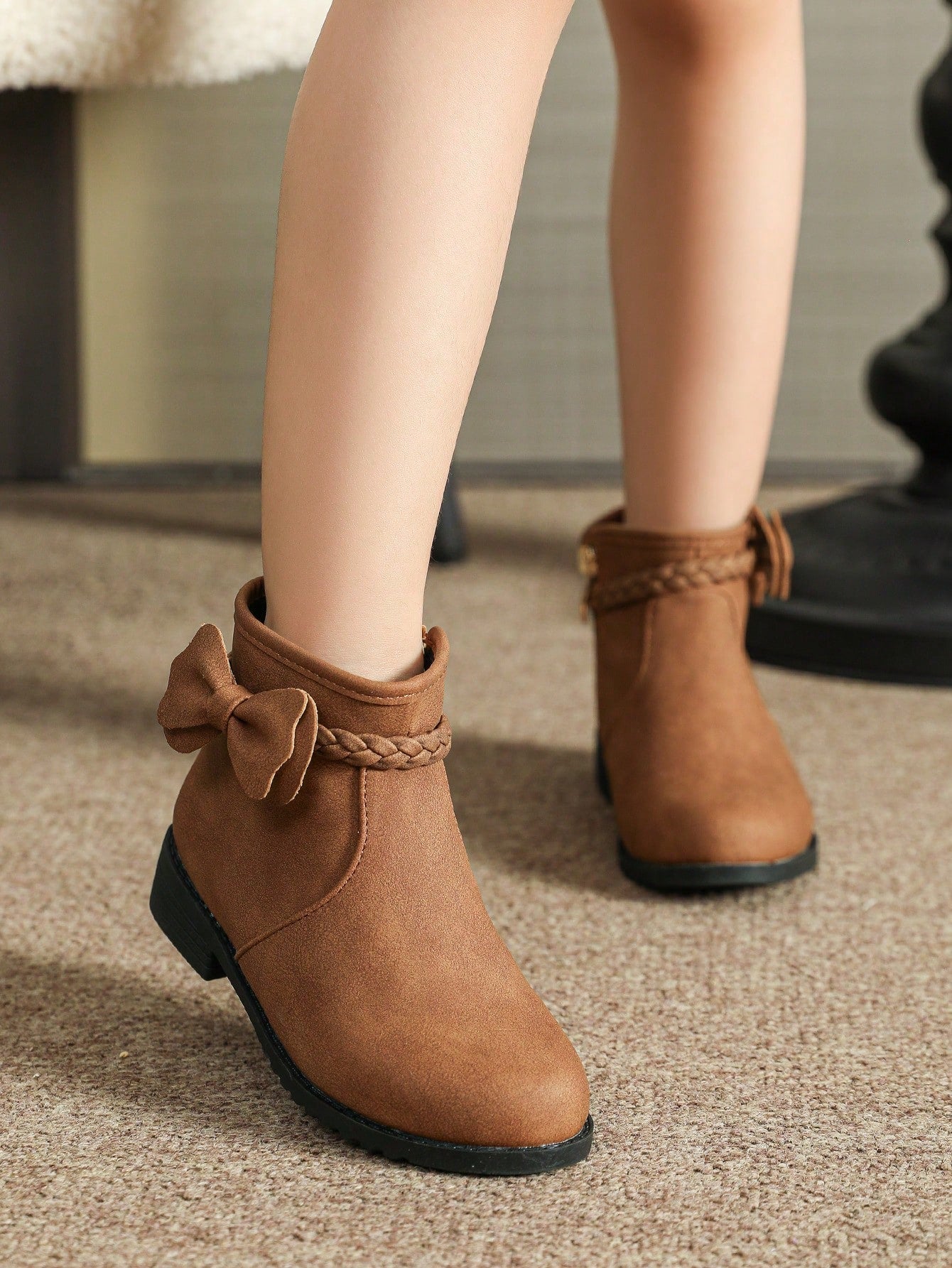 Children's Brown Boots, Cute Boots For Girls, Toddler Leather Boots, Girls' Ankle Boots, Kids Shoes, Winter Boots With Side Zipper