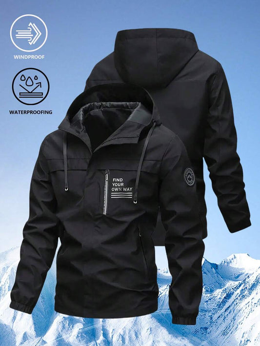 1pc Men's Outdoor Windbreaker Jacket, Water-Resistant Sports Coat, Suitable For Spring And Autumn