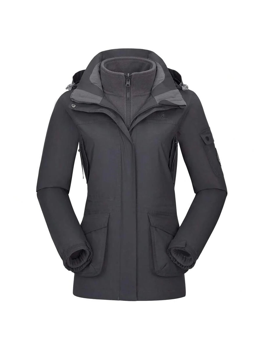 CAMEL CROWN Women Windproof Ski Jacket 3-In-1 Waterproof Winter Coat Fleece Inner For Rain Snow Outdoor Hiking