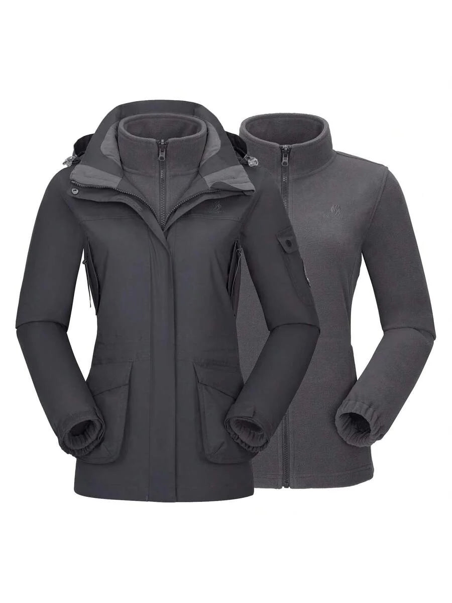 CAMEL CROWN Women Windproof Ski Jacket 3-In-1 Waterproof Winter Coat Fleece Inner For Rain Snow Outdoor Hiking