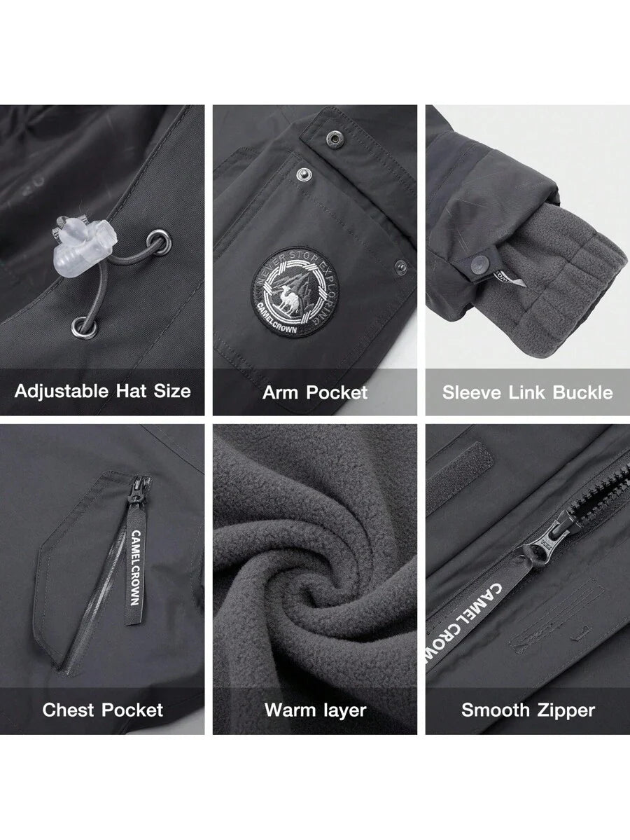 CAMEL CROWN Women Windproof Ski Jacket 3-In-1 Waterproof Winter Coat Fleece Inner For Rain Snow Outdoor Hiking