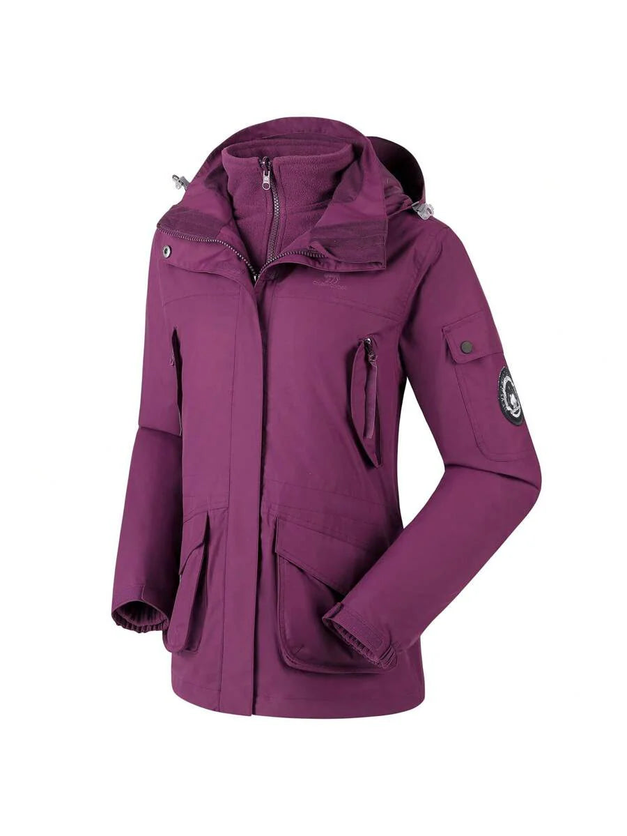 CAMEL CROWN Women Windproof Ski Jacket 3-In-1 Waterproof Winter Coat Fleece Inner For Rain Snow Outdoor Hiking