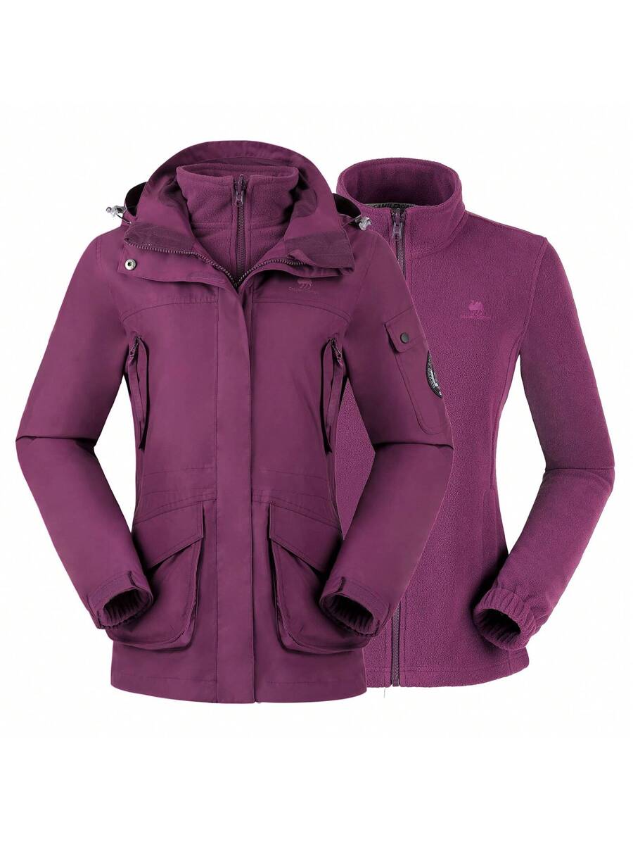 CAMEL CROWN Women Windproof Ski Jacket 3-In-1 Waterproof Winter Coat Fleece Inner For Rain Snow Outdoor Hiking