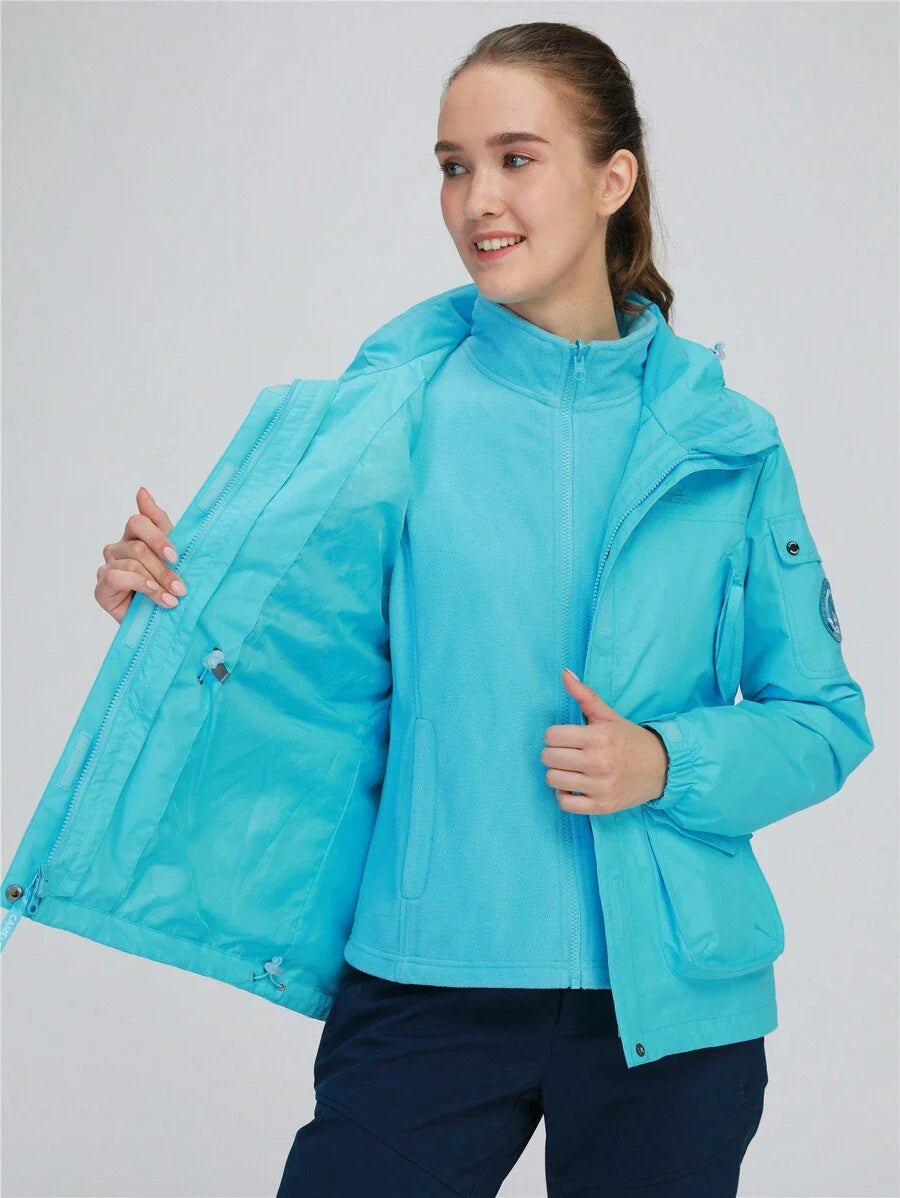 CAMEL CROWN Women Windproof Ski Jacket 3-In-1 Waterproof Winter Coat Fleece Inner For Rain Snow Outdoor Hiking