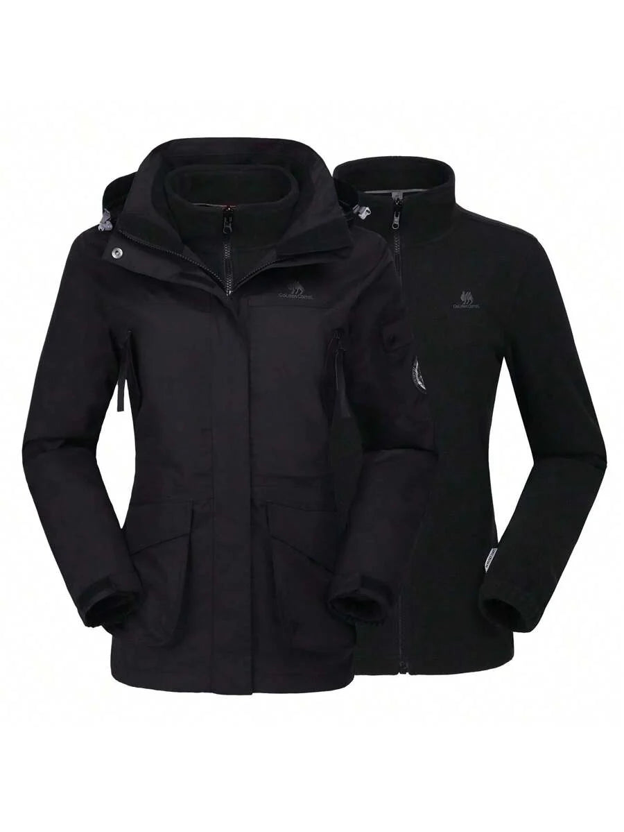 CAMEL CROWN Women Windproof Ski Jacket 3-In-1 Waterproof Winter Coat Fleece Inner For Rain Snow Outdoor Hiking