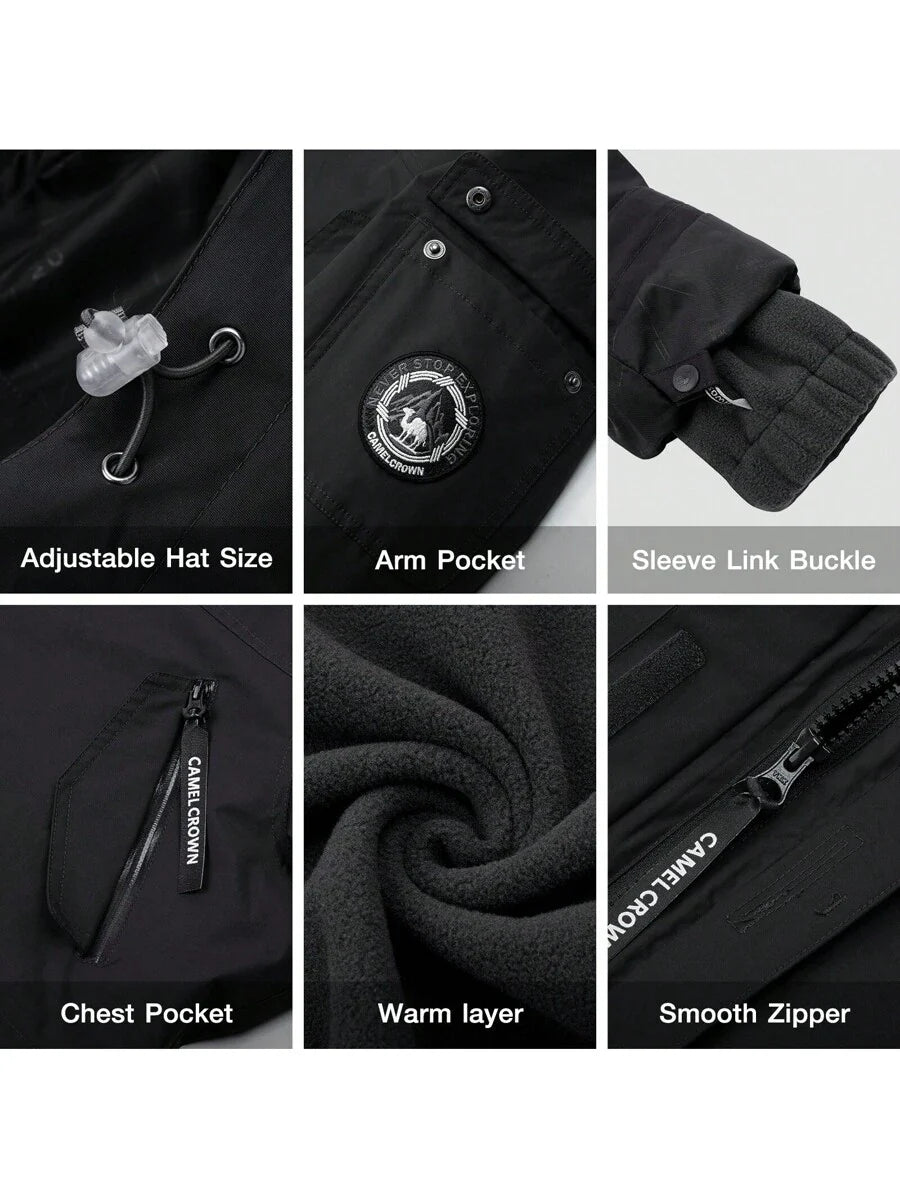CAMEL CROWN Women Windproof Ski Jacket 3-In-1 Waterproof Winter Coat Fleece Inner For Rain Snow Outdoor Hiking