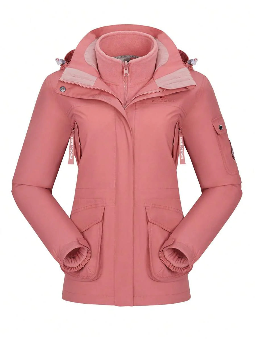 CAMEL CROWN Women Windproof Ski Jacket 3-In-1 Waterproof Winter Coat Fleece Inner For Rain Snow Outdoor Hiking