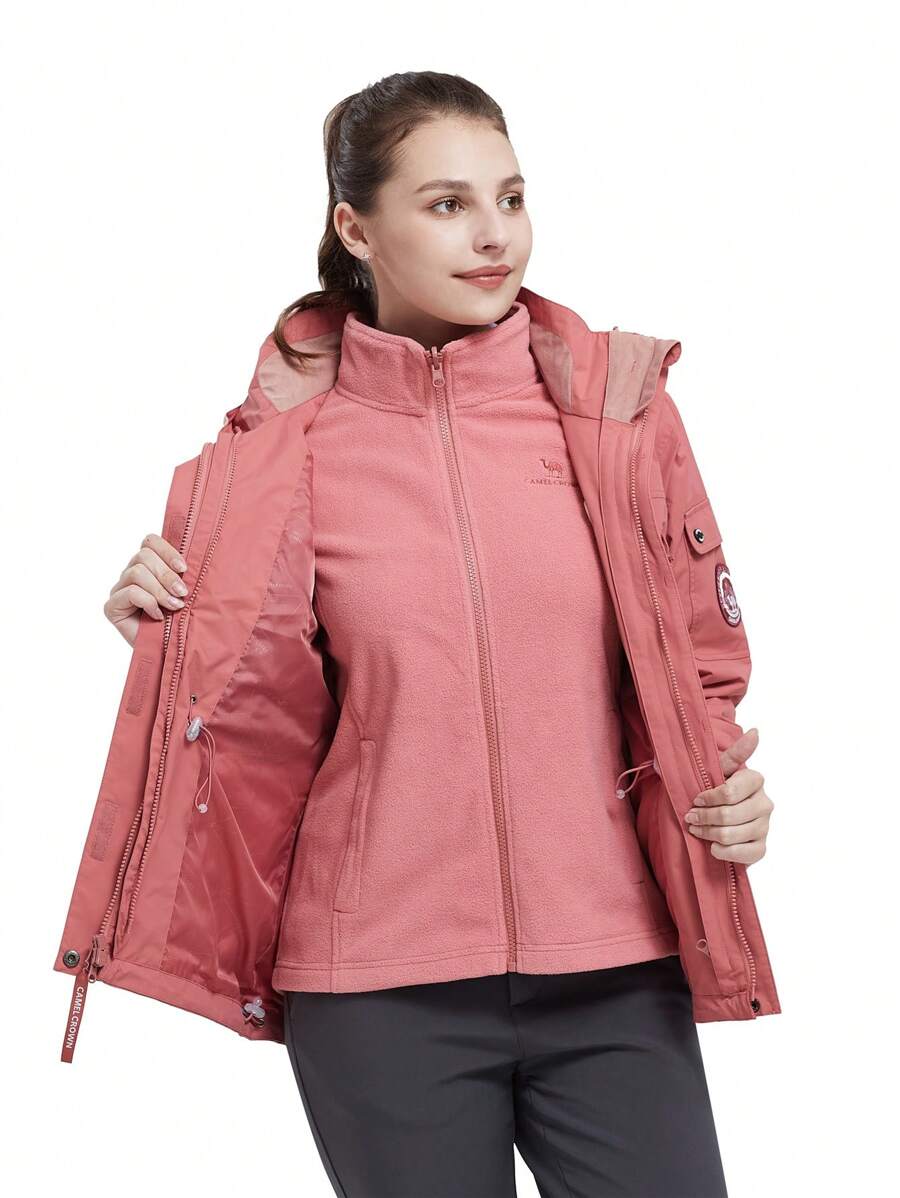 CAMEL CROWN Women Windproof Ski Jacket 3-In-1 Waterproof Winter Coat Fleece Inner For Rain Snow Outdoor Hiking