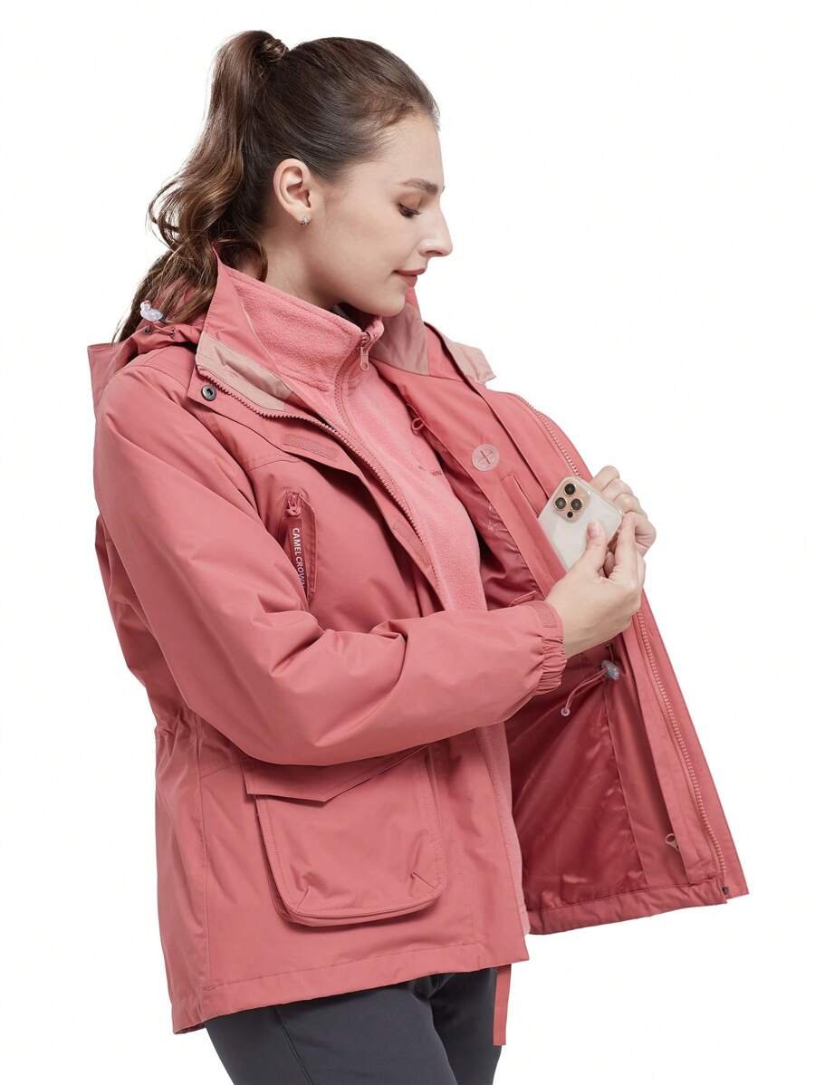 CAMEL CROWN Women Windproof Ski Jacket 3-In-1 Waterproof Winter Coat Fleece Inner For Rain Snow Outdoor Hiking