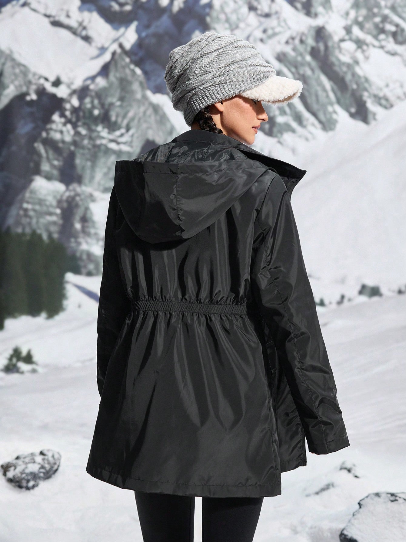 In My Nature Women's Letter Print Long Sleeve Hooded Casual Outdoor Raincoat Hiking Women Clothes