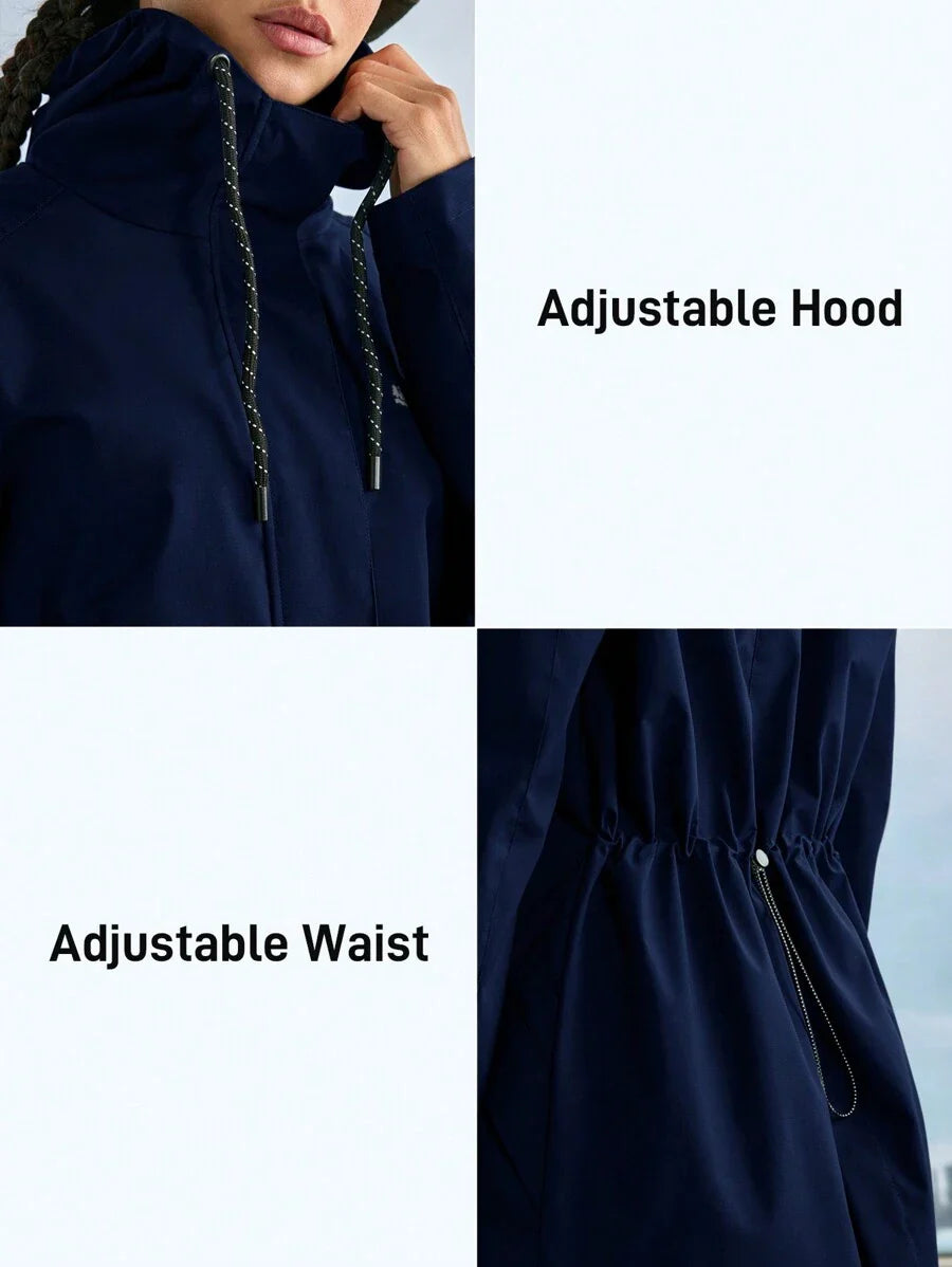 In My Nature Women's Solid Color Front Zip Up Long Sleeve Letter Print Casual Outdoor Raincoat