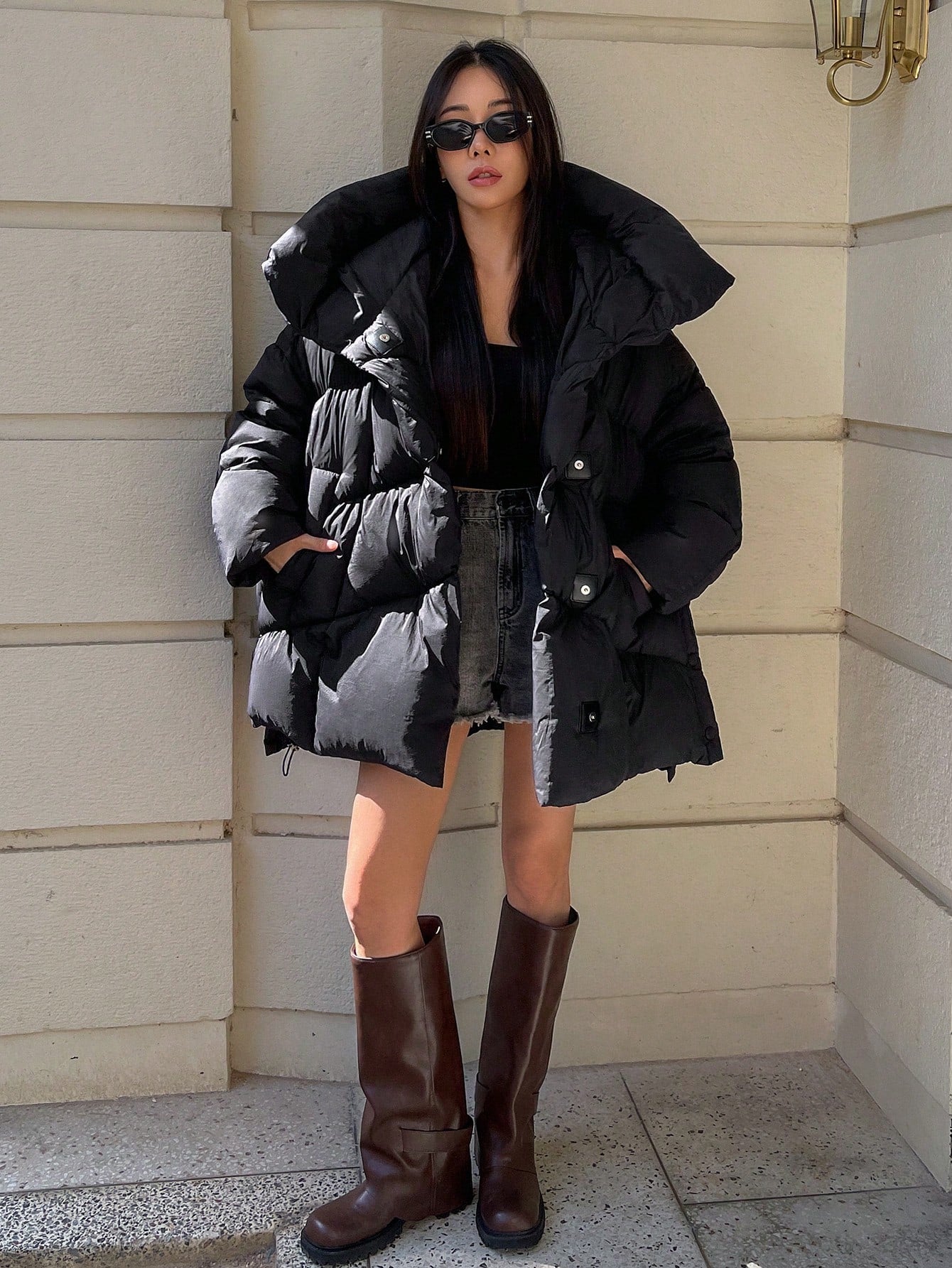 DAZY 1pc Women's Solid Color Long Sleeve Casual Loose Hooded Down Coat, Winter ,Winter Women Clothes,Winter Coat Women Women Jacket,Fall Women Clothes