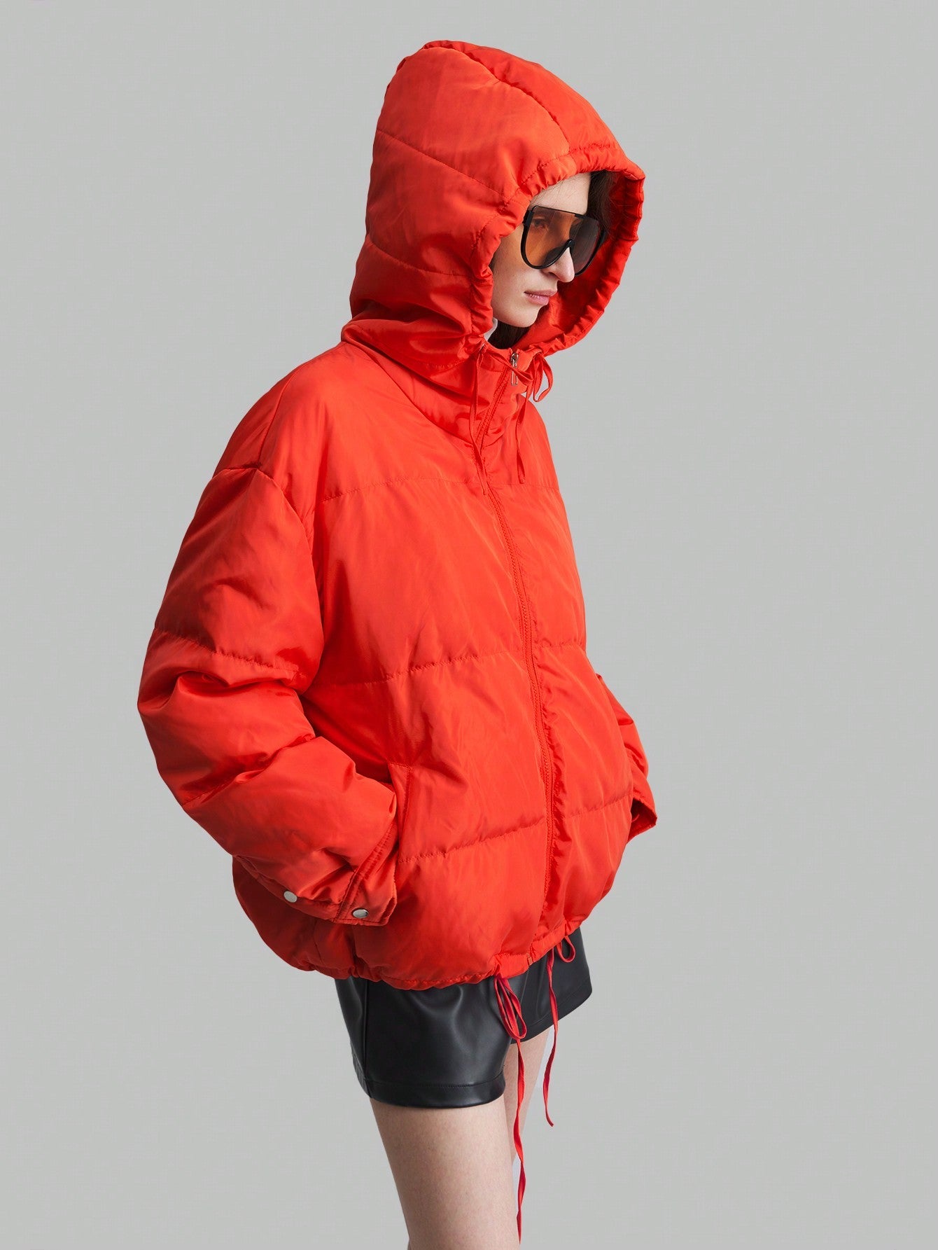 Ontre Women's Hooded Holiday Red Thermal Down& Feathers Jacket, Winter Casual Outerwear
