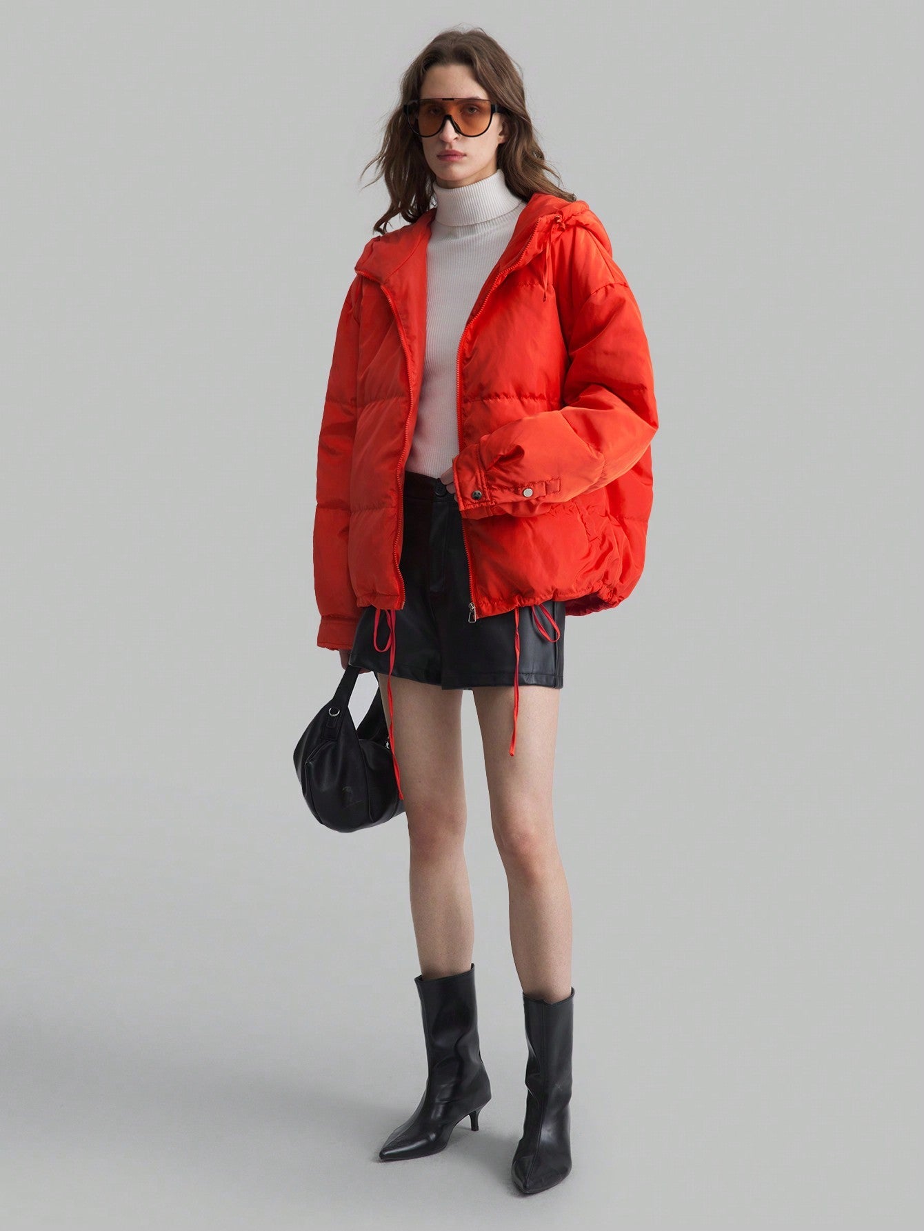 Ontre Women's Hooded Holiday Red Thermal Down& Feathers Jacket, Winter Casual Outerwear