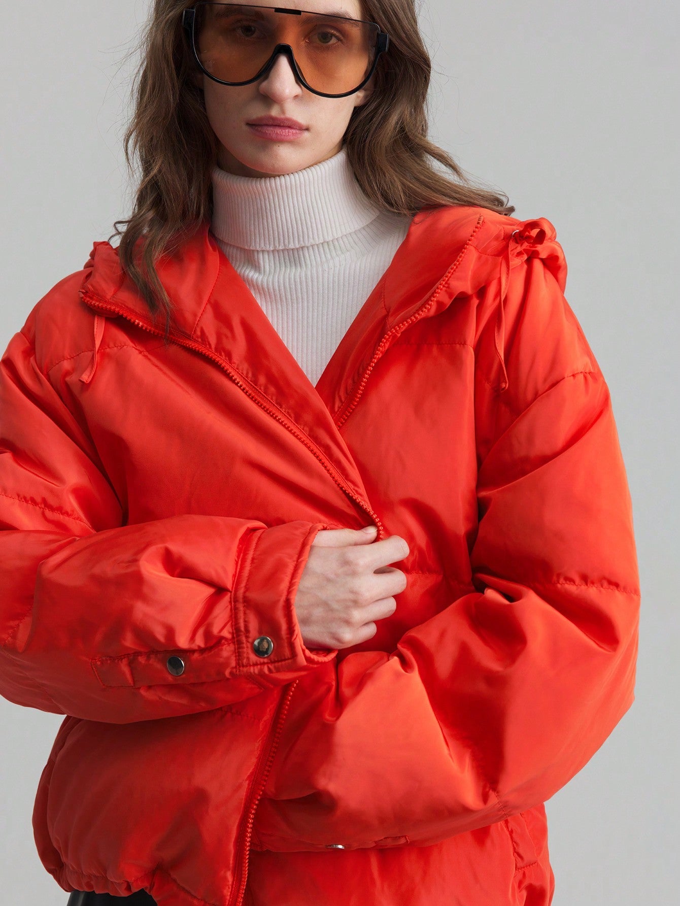 Ontre Women's Hooded Holiday Red Thermal Down& Feathers Jacket, Winter Casual Outerwear