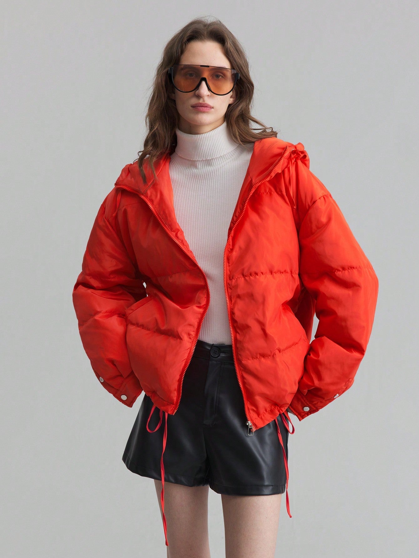Ontre Women's Hooded Holiday Red Thermal Down& Feathers Jacket, Winter Casual Outerwear