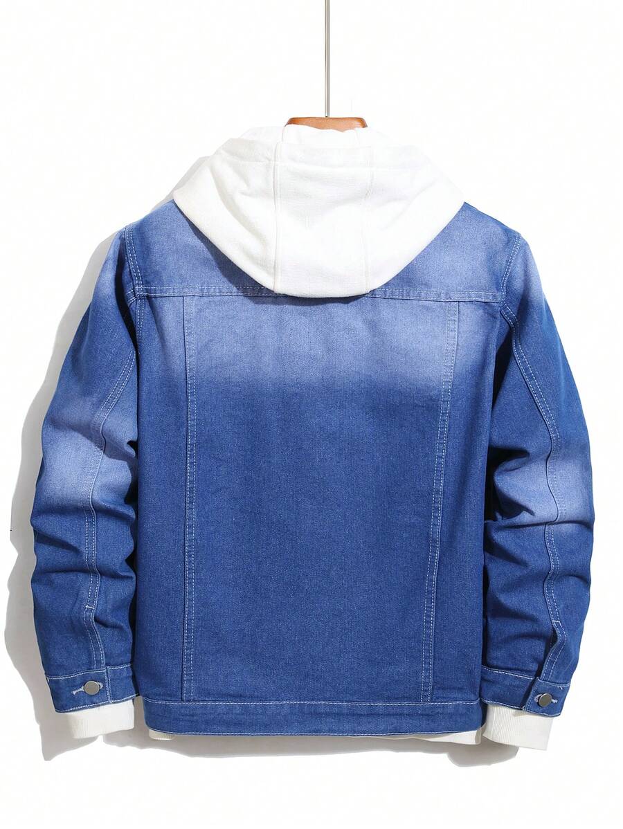 Manfinity Homme Men's Casual Gradient Washed Denim Jacket For Autumn