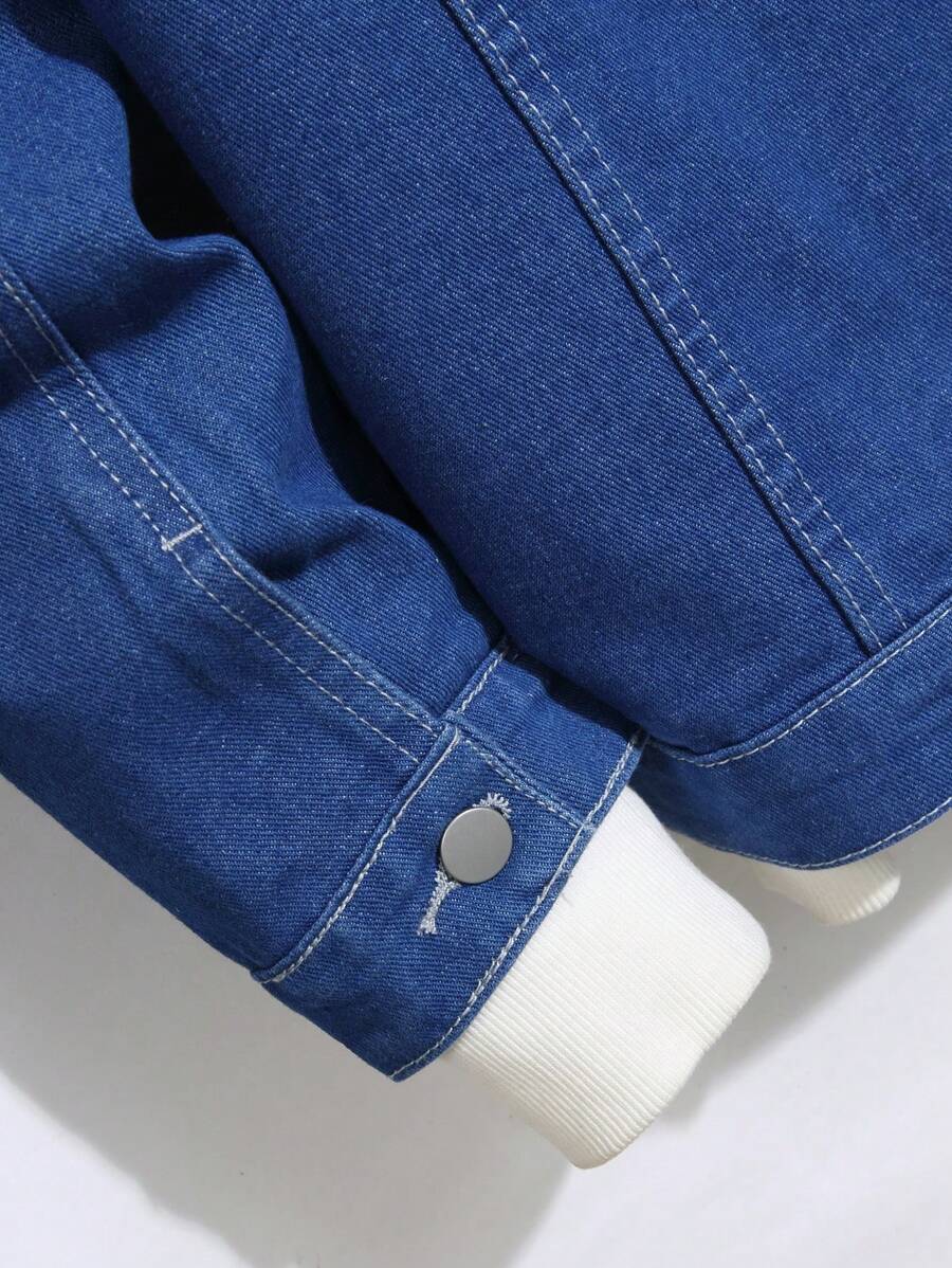 Manfinity Homme Men's Casual Gradient Washed Denim Jacket For Autumn