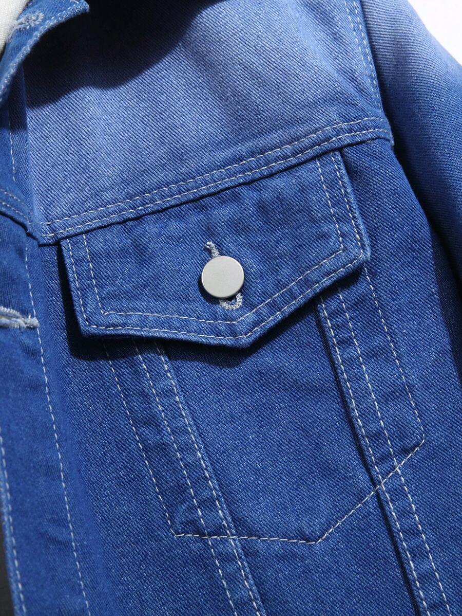 Manfinity Homme Men's Casual Gradient Washed Denim Jacket For Autumn