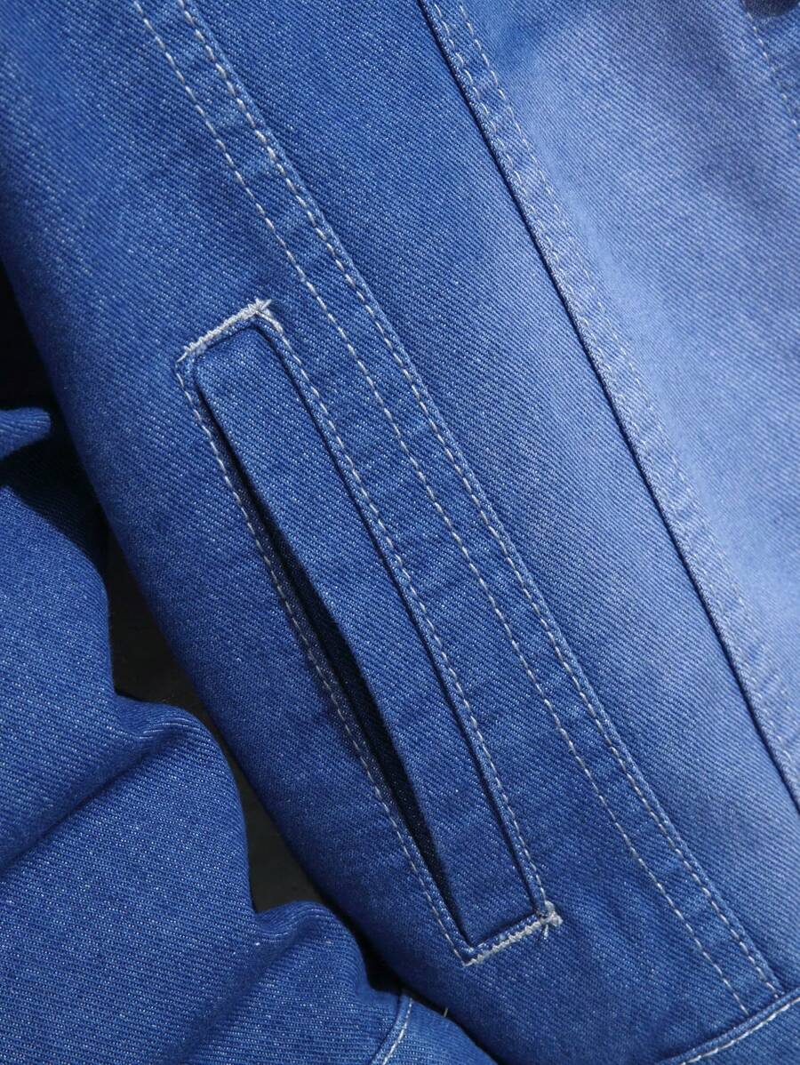 Manfinity Homme Men's Casual Gradient Washed Denim Jacket For Autumn