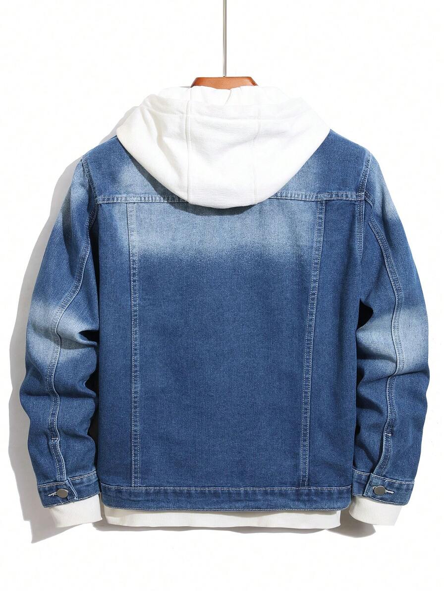 Manfinity Homme Men's Casual Gradient Washed Denim Jacket For Autumn