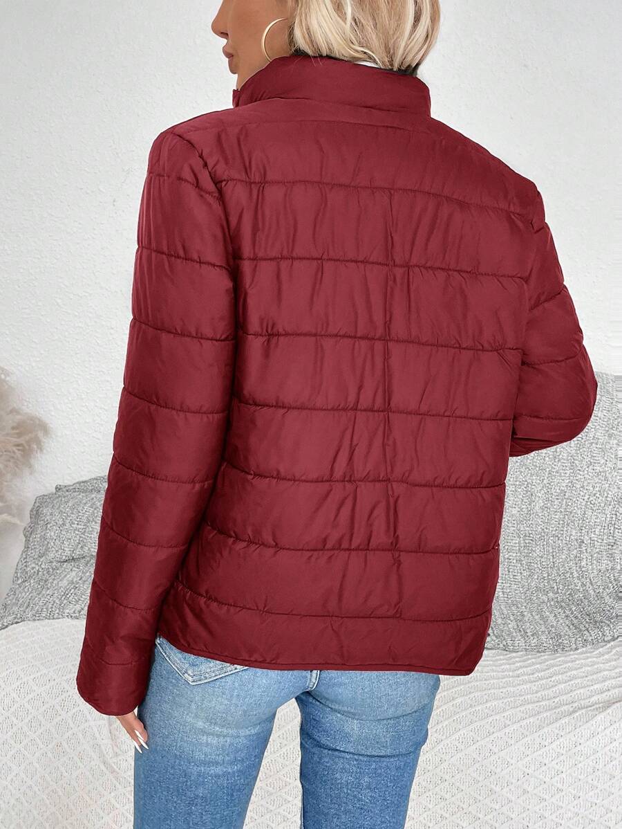 LUNE Women Solid Color Long Sleeve Zipper Stand Collar Casual Winter Jacket Fall Cloth For Women
