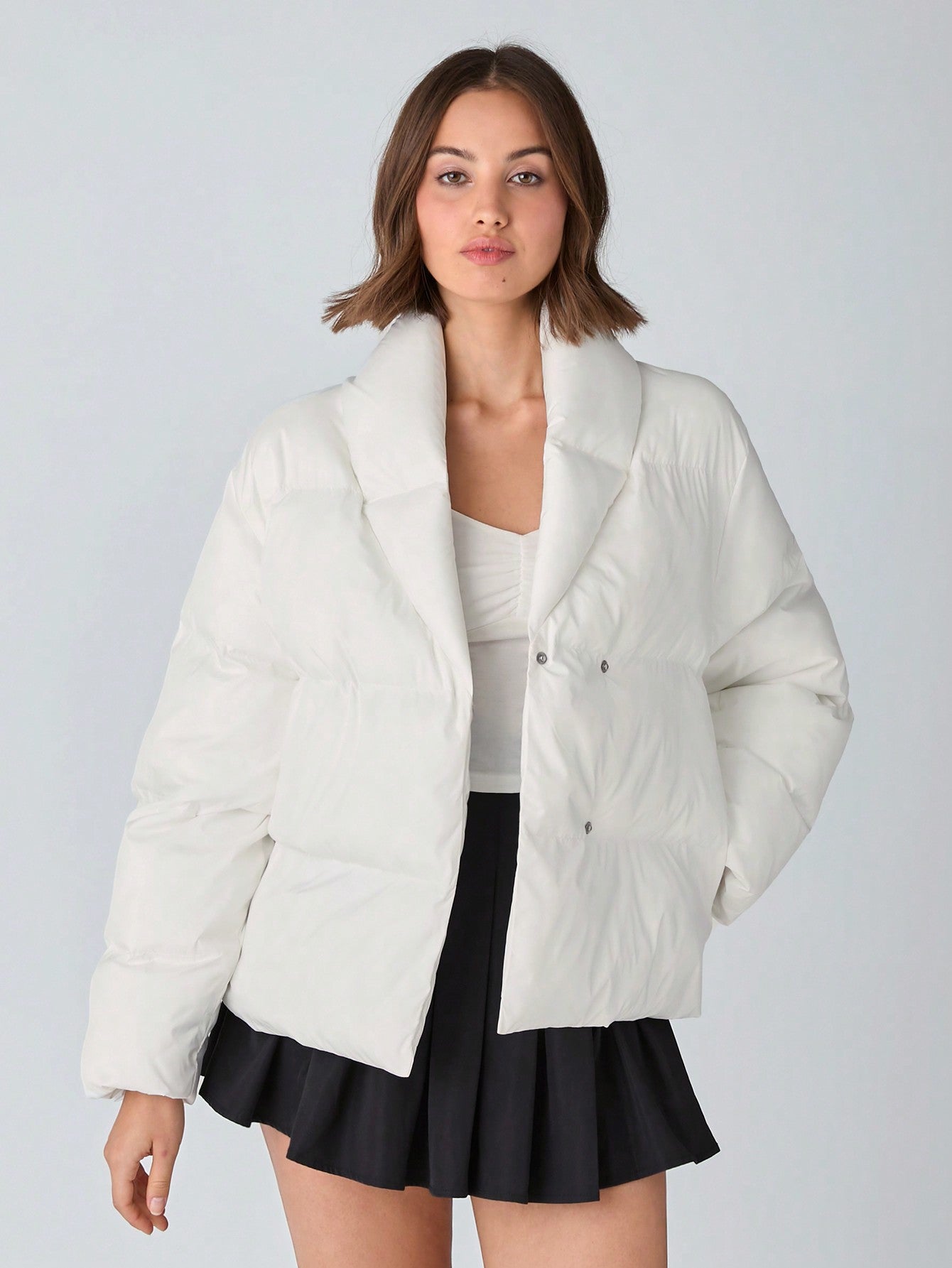 Enchnt 1 Piece Women's Solid Color Long Sleeve Tie Front Bow Simple Cute Warm Jacket, Casual Daily Wear, Autumn And Winter Women's Clothing, Winter Outfits, Christmas Coats