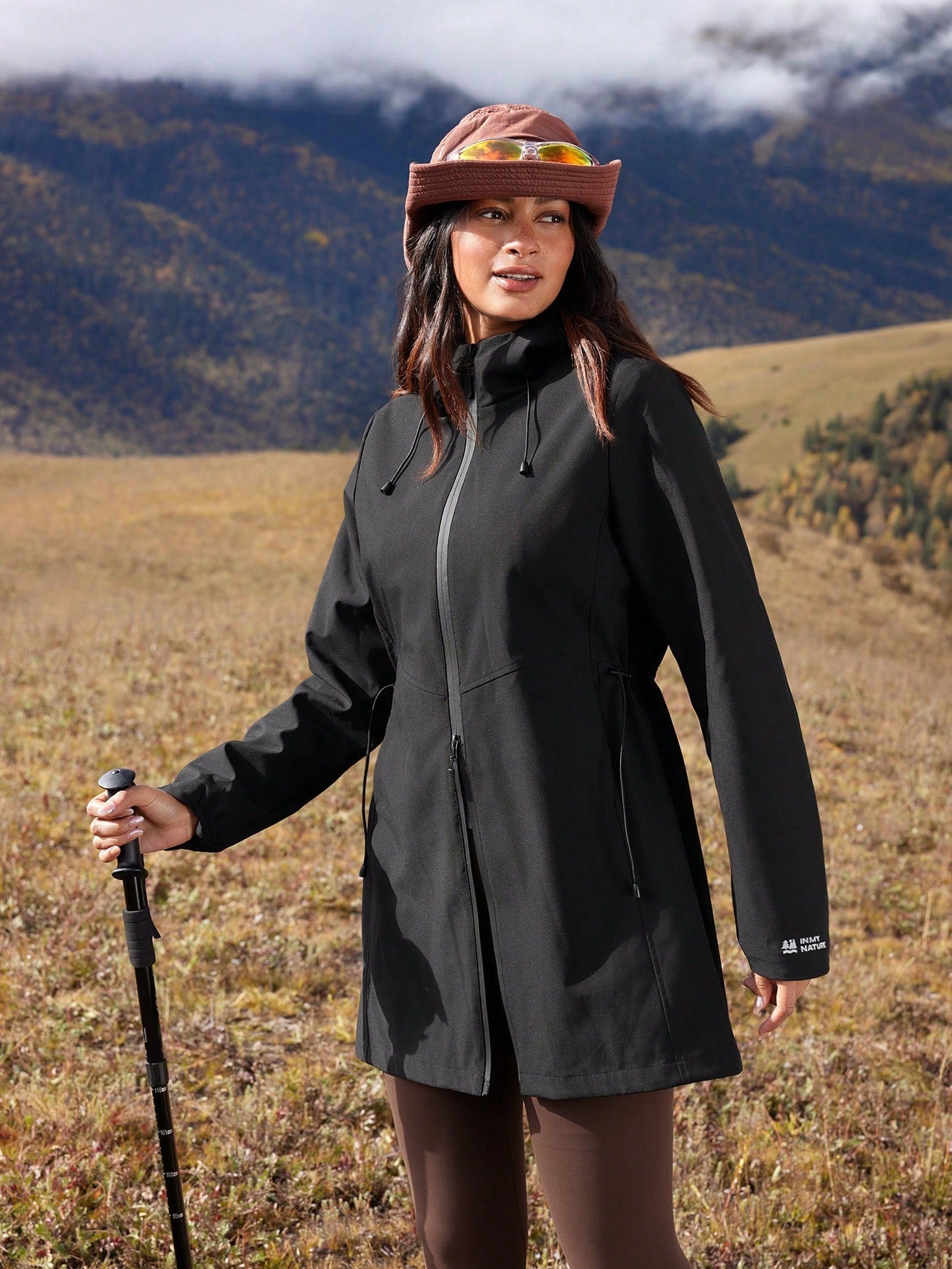 In My Nature Women's Solid Color Front Zip Letter Print Casual Outdoor Softshell Jacket