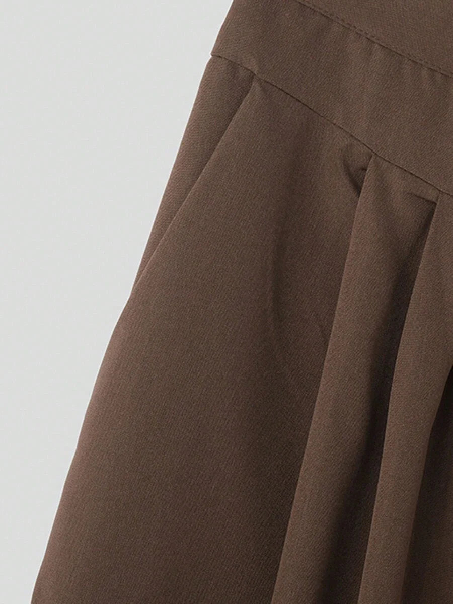 INCERUN Fashion Mens Zipper High Waist Pleated Bottoms Chino Pants Casual Solid Long Trousers