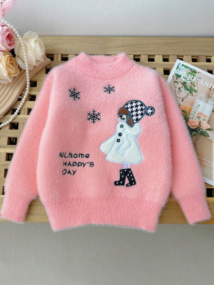 M.Dian 2025 Young Girl Cartoon Sweater Top